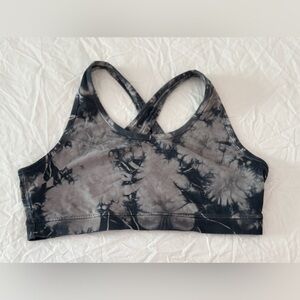Bloom Tie-Dye Sports Bra - Black and Gray